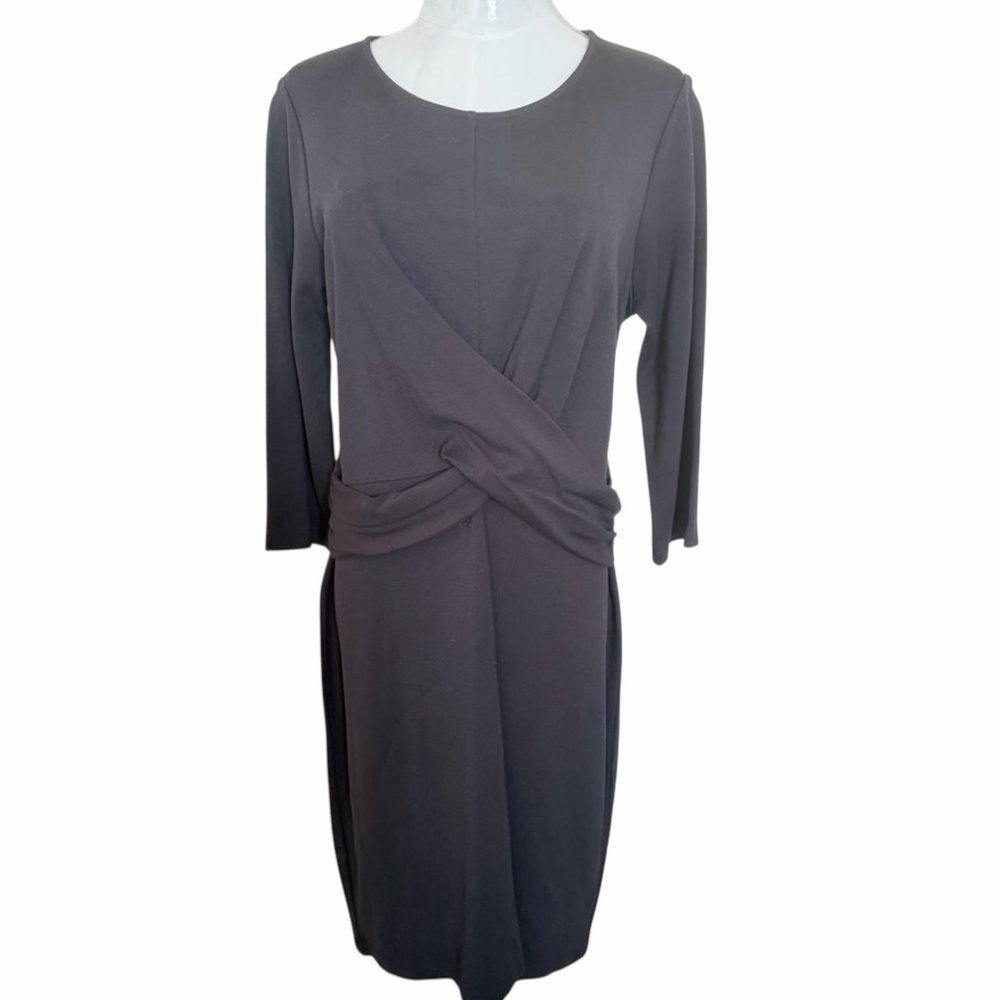 Gibson Elegant Black Cross Wrap Knit Dress Size L